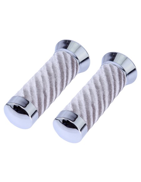 Custom Swirl Velour Grips 7/8 long 130mm Silver.